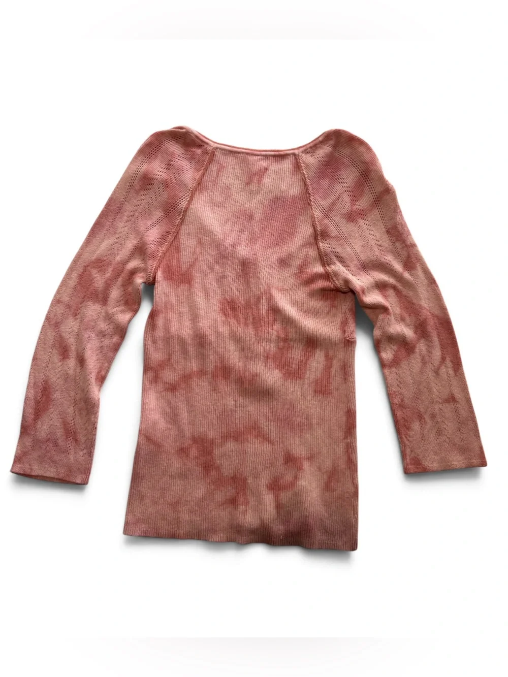 Free People Rory Henley Knit Top Pink Tie Dye Button Scoop Neck Boho